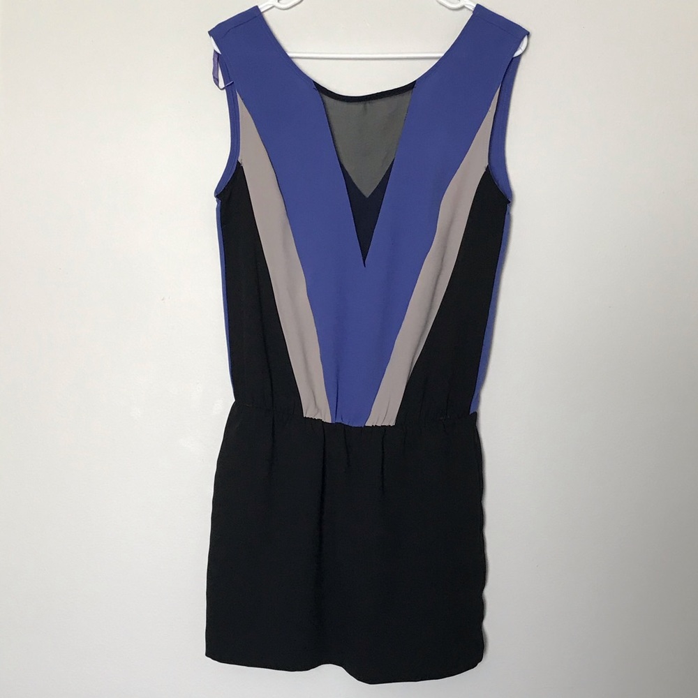 C. Luce Black/Blue/tan design minidress Size S